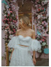 Two Piece Ivory Lace Tulle Floral Wedding Dress